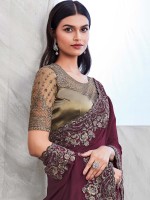 Wine Walnut Silk Saree